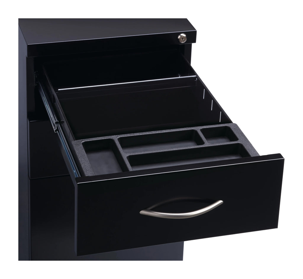23" Deep Mobile Pedestal File Cabinet 3 Drawer Black W2626