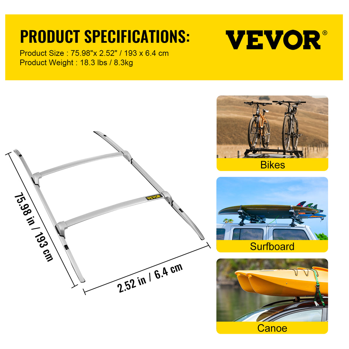 4 Pcs Aluminum Alloy Roof Rack Crossbars for Honda CR-V 2017-2020 X58036