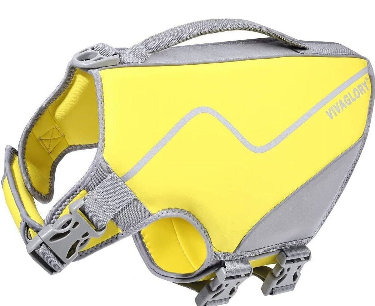 Yellow Neoprene Dog Life Jacket with Handle L618918