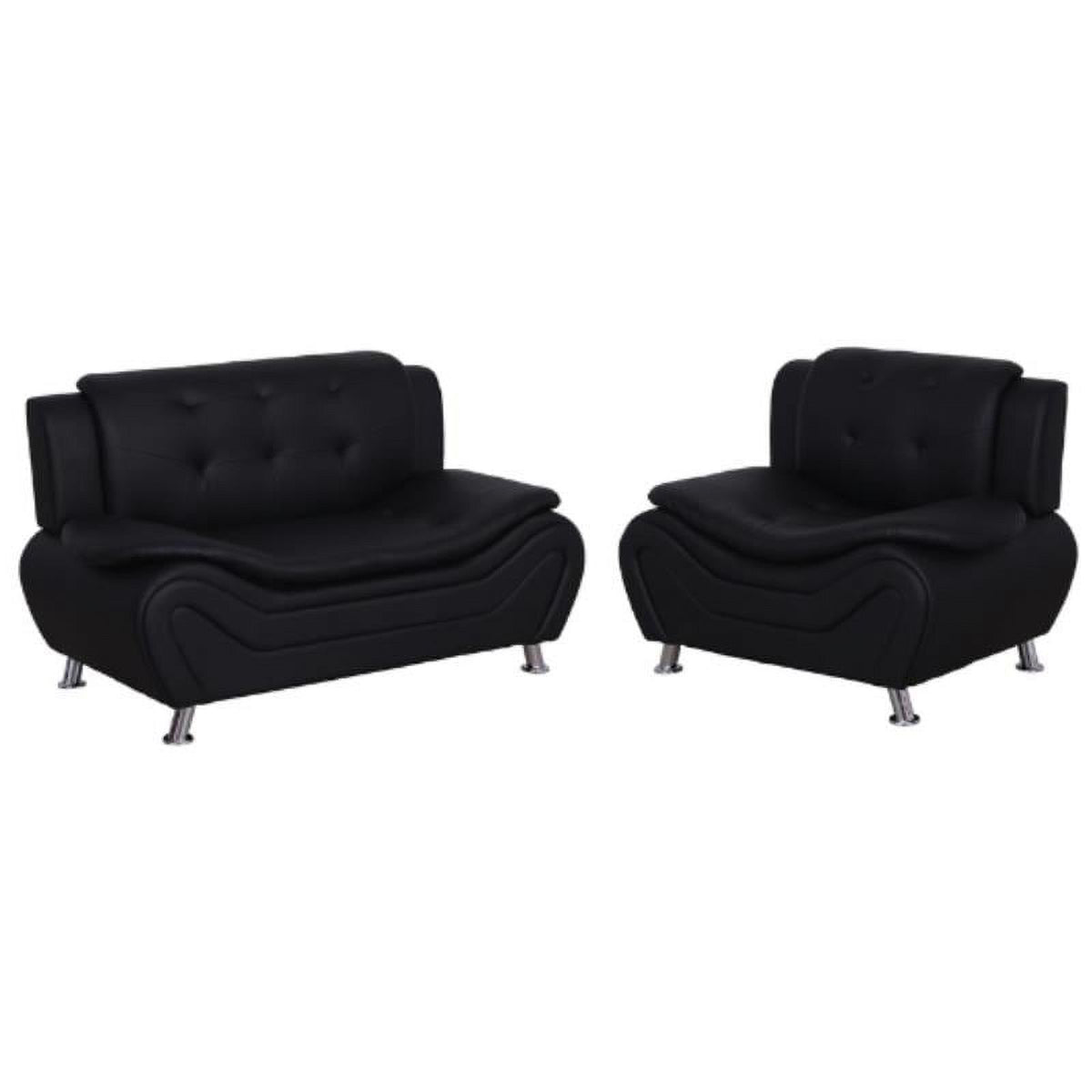 Black Faux Leather Loveseat and Club Chair 2-Piece Set Z3303
