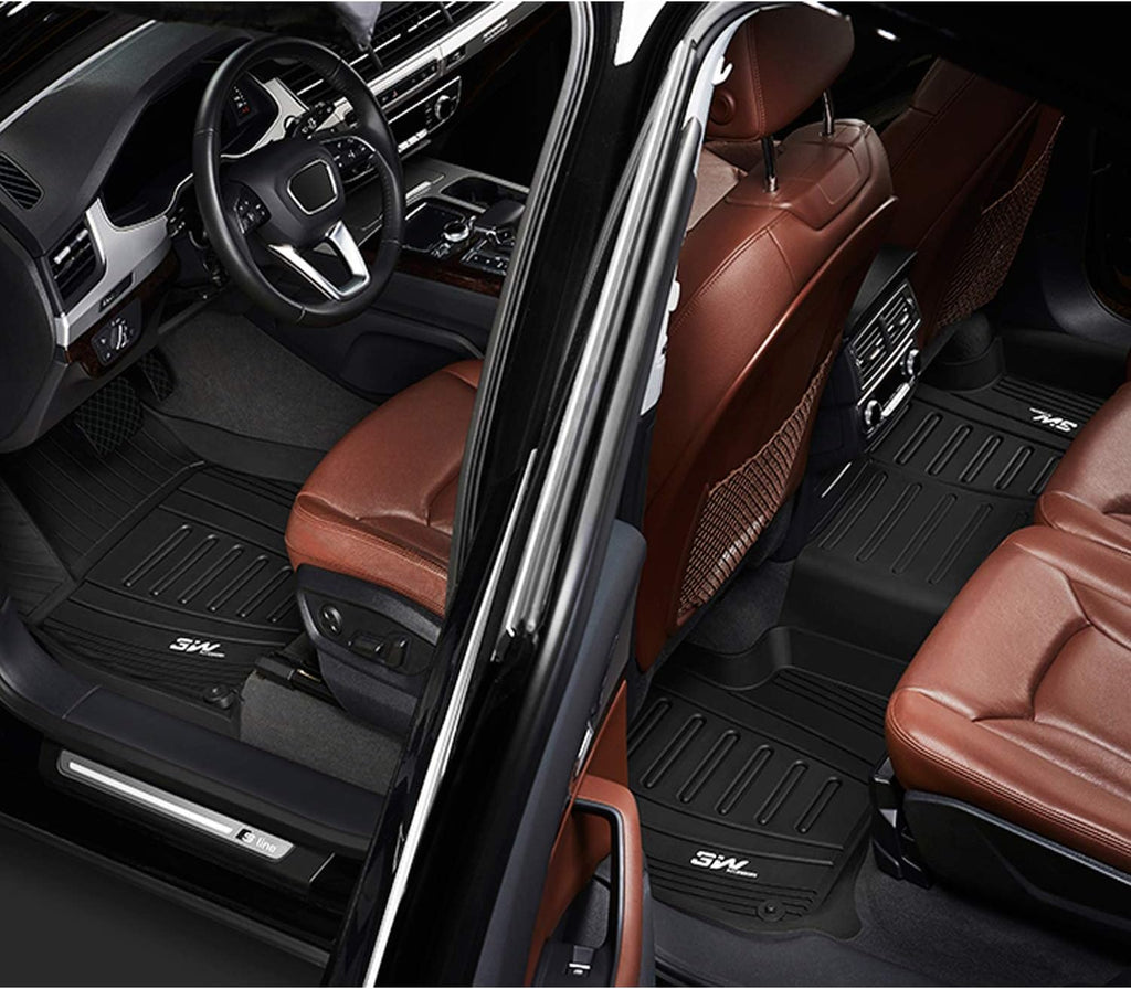 TPE All Weather Custom Fit Floor Liner for Audi Q7, 1st & 2nd Row Full Set, Black J181187