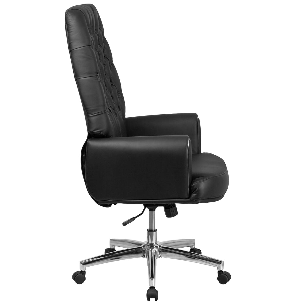 Black Tufted Bonded Leather Executive Swivel Chair with Arms O432466