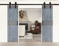 Dark Gray Knotty Pine Wood Barn Door with Hardware Kit P198723