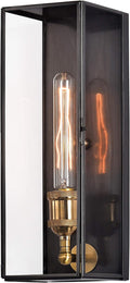 Brass Outdoor Wall Sconce with Clear Tempered Glass R800733