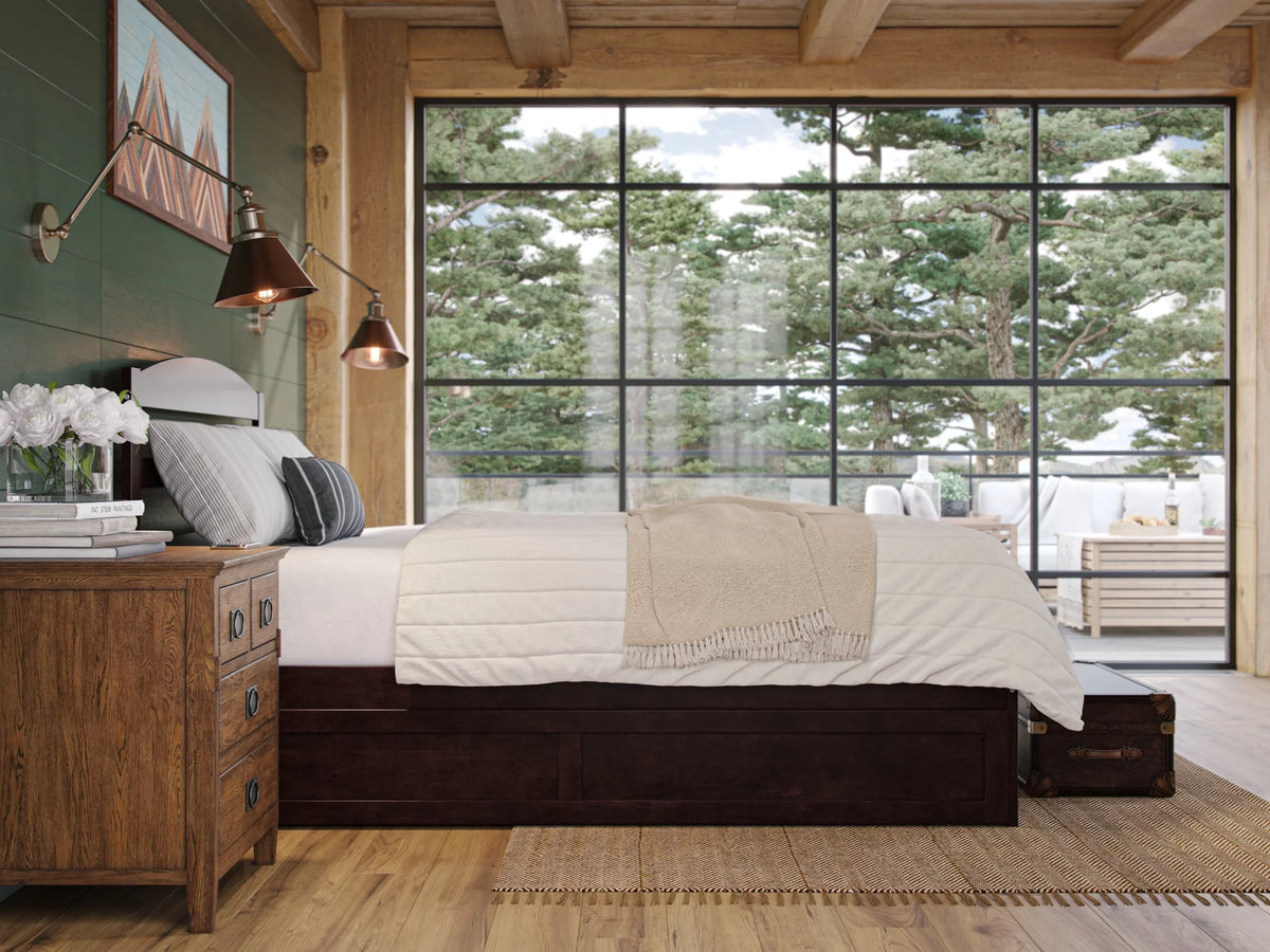 14" Queen Wood Platform Bed Frame with Twin XL Trundle, Espresso N9558