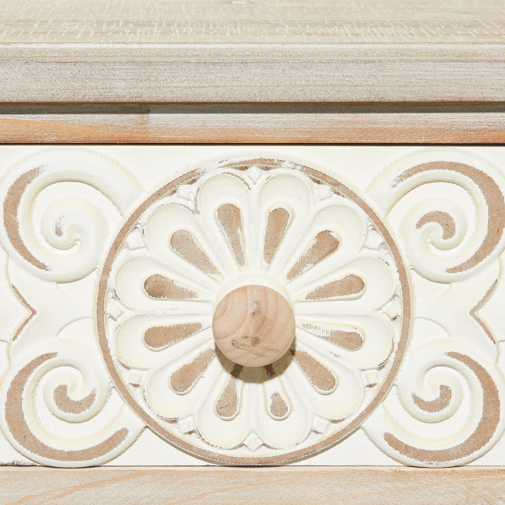Brown Wood Carved 2 Drawers Console Table X625839