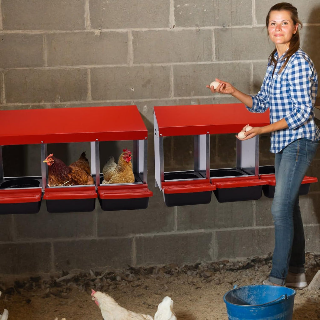 3 Compartment Metal Chicken Nesting Box with Lid Cover I447