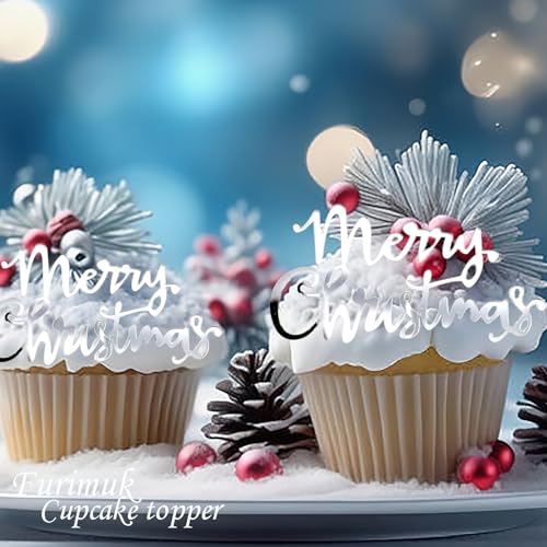 12 Pcs Christmas Cake Toppers Acrylic Mirror Gold W1687