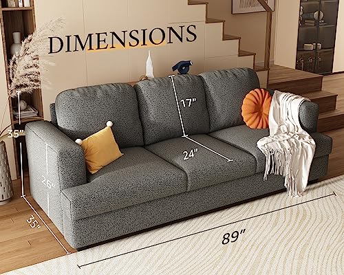 Offwhite 3 Seater Bouclé Sofa Q75143