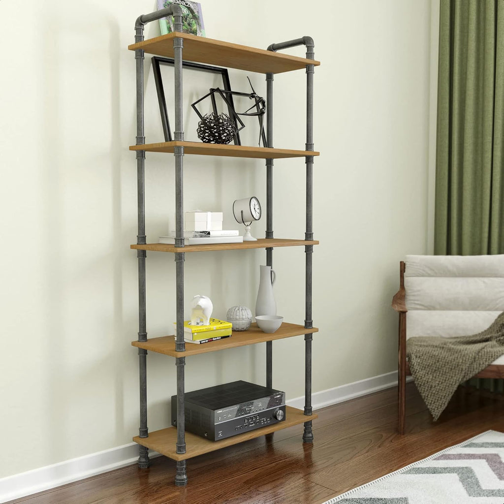 5-Tier Solid Pine Open Wood Bookcase S538577