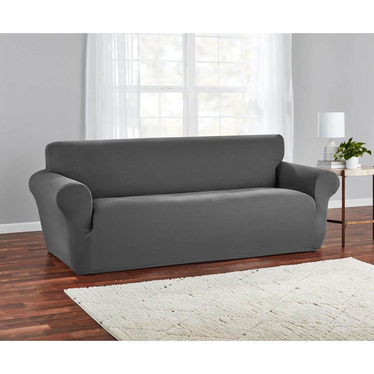 Charcoal Gray 1-Piece Sofa Slipcover M609872