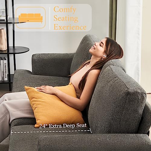 Offwhite 3 Seater Bouclé Sofa Q75143