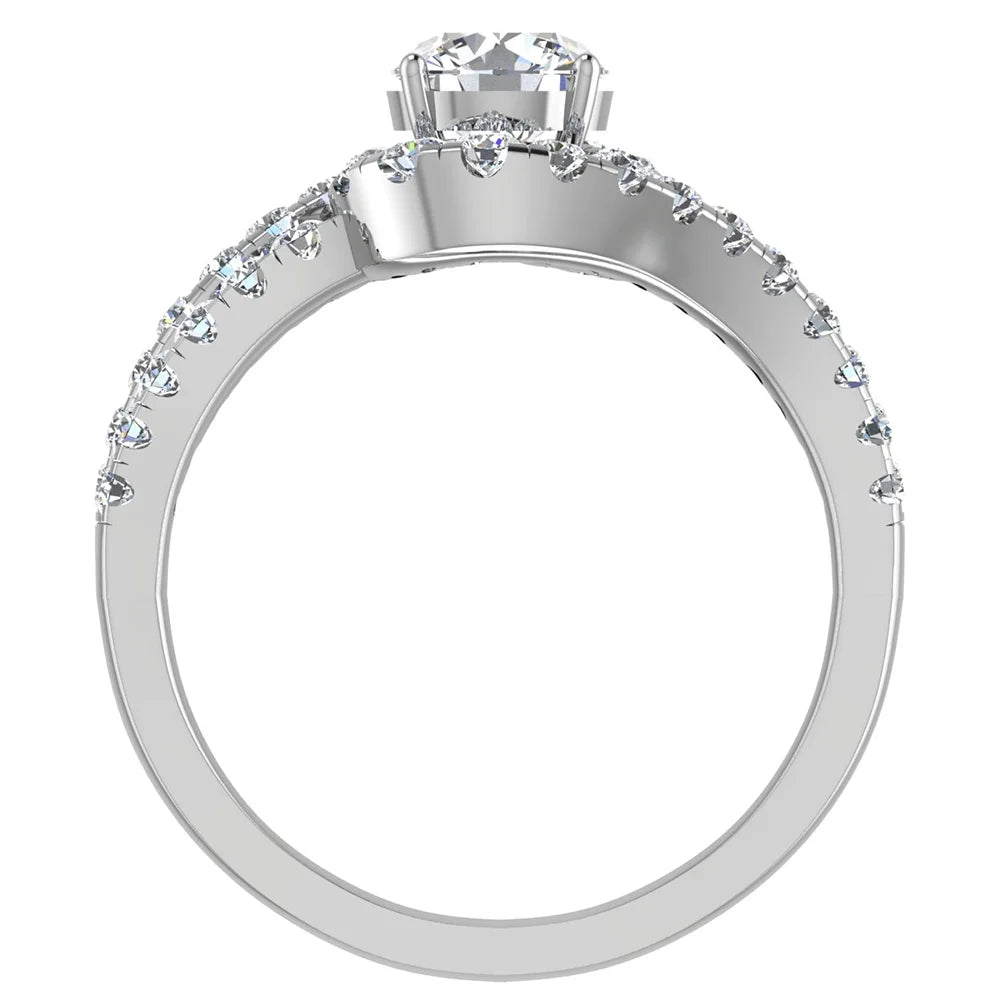 14K White Gold Diamond Engagement Ring 1.25 CT T5459