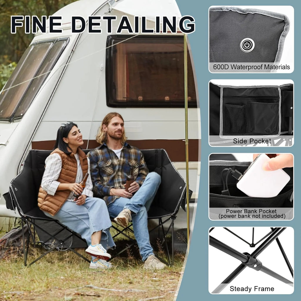 Oversized Heated Two Person Folding Camping Chair Z578425