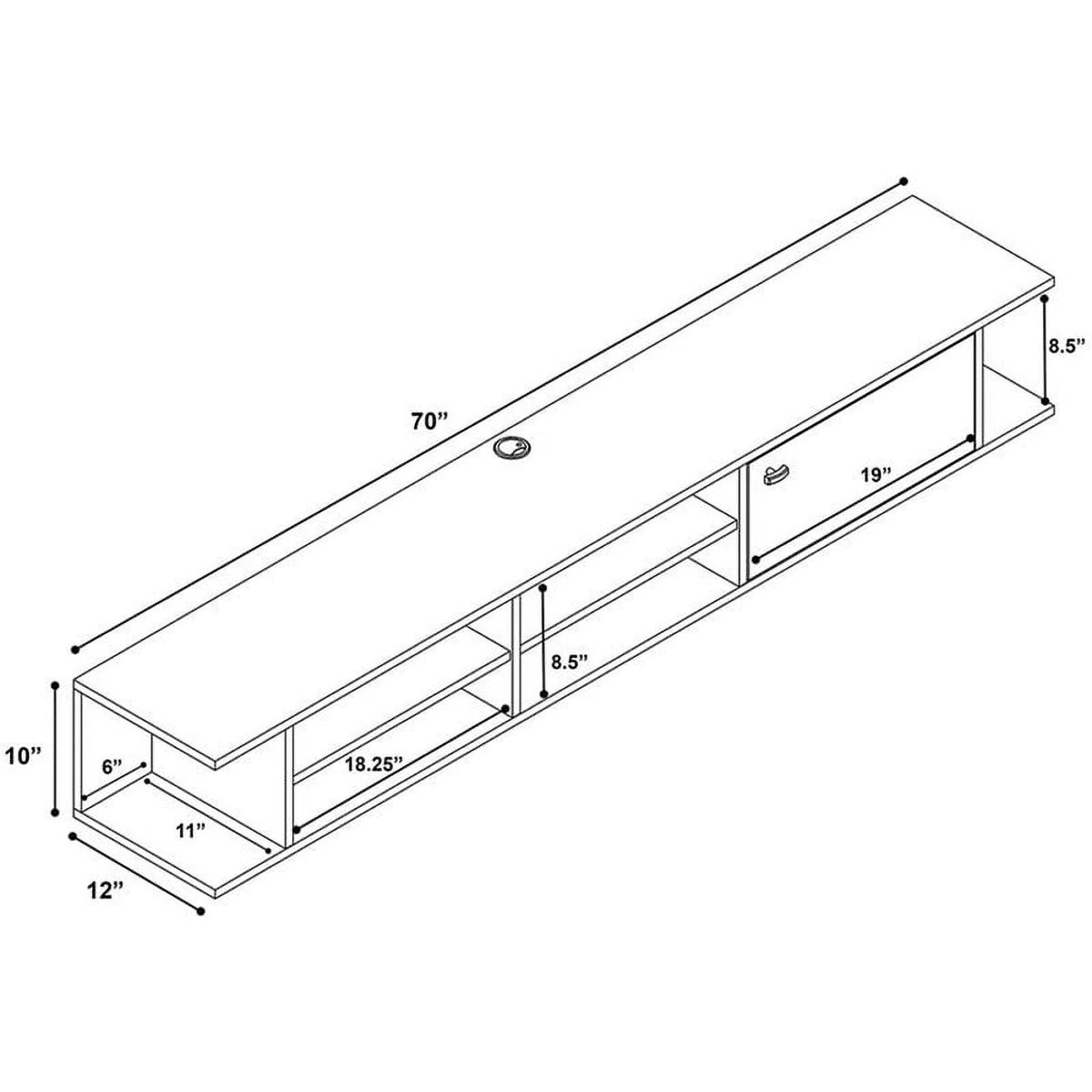 White Wood Wall Mounted TV Stand Q486