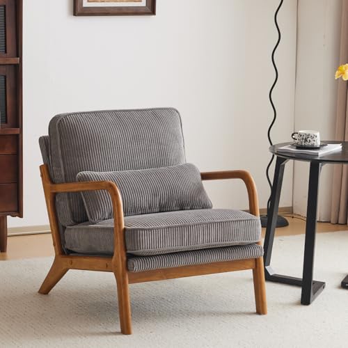 Corduroy Upholstered Accent Chair with Pillow Q4222