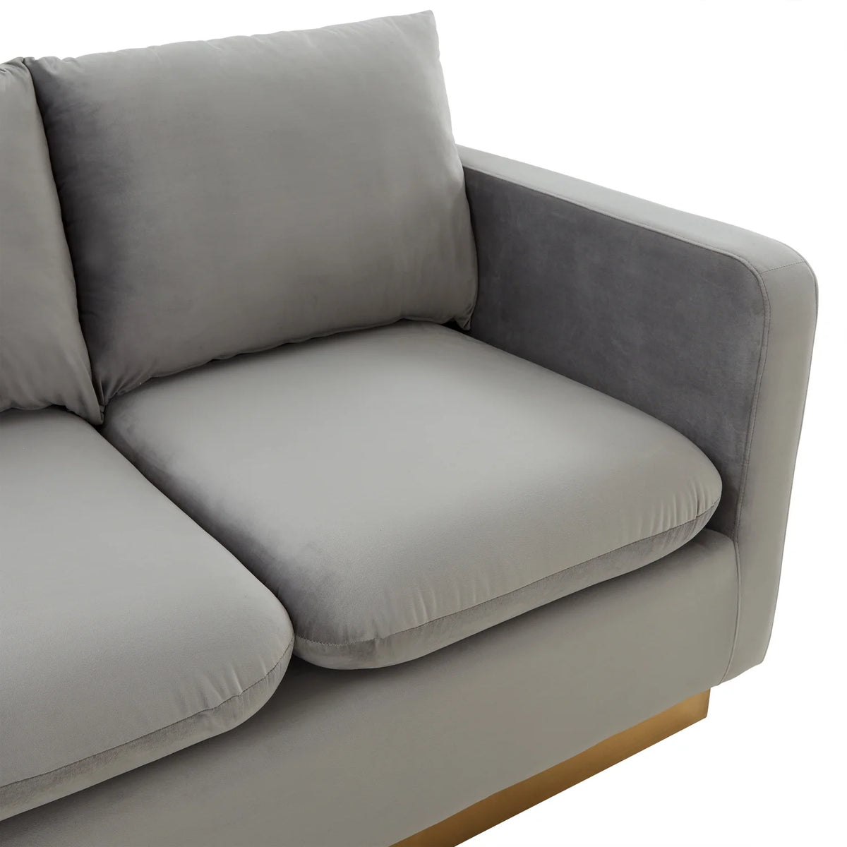 Upholstered Velvet Loveseat with Gold Frame I779