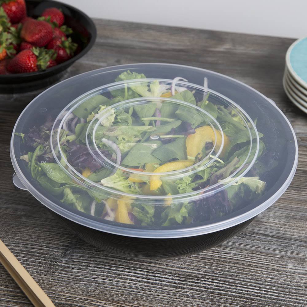 Black High Profile Plastic Catering Bowl - 25/Case O536