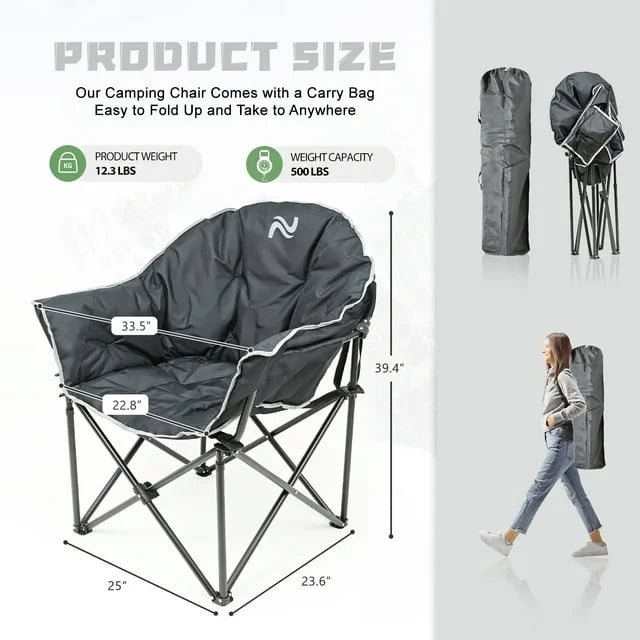 Oversized Folding Camping Chair with Cup Holder & Carry Bag G6136