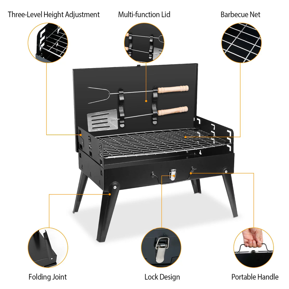 Portable Charcoal Grill Foldable BBQ Suitcase Grill G90450