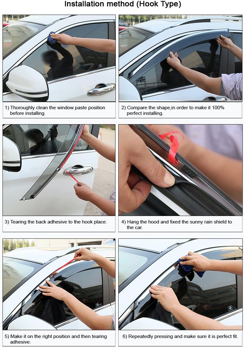 Car Window Visor Vent Shade Deflector Sun/Rain Guards O522476
