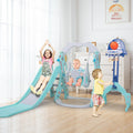 5-in-1 Toddler Climber and Swing Set with Slide, Football Gate and Basketball Hoops X457077