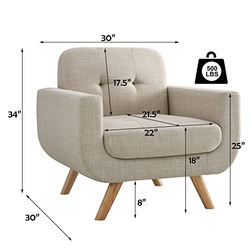 Beige Linen Accent Armchair U83252