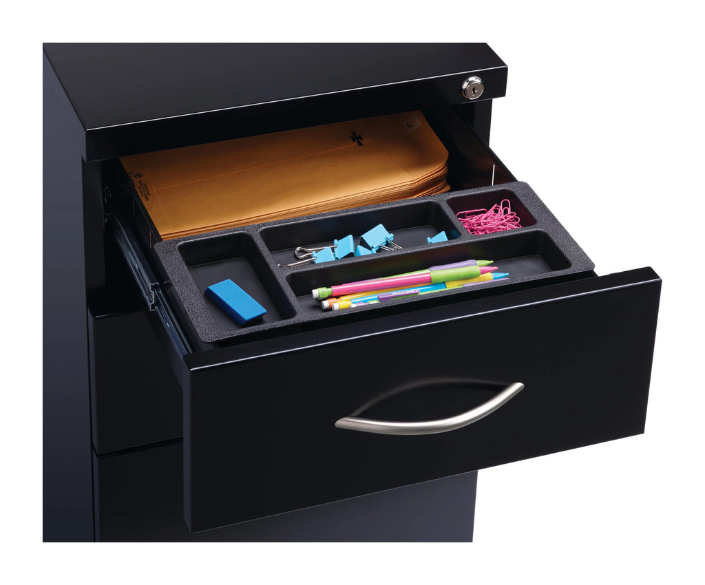 23" Deep Mobile Pedestal File Cabinet 3 Drawer Black W2626