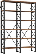 Double Wide 6-Tier Wood and Metal Bookshelf K80589