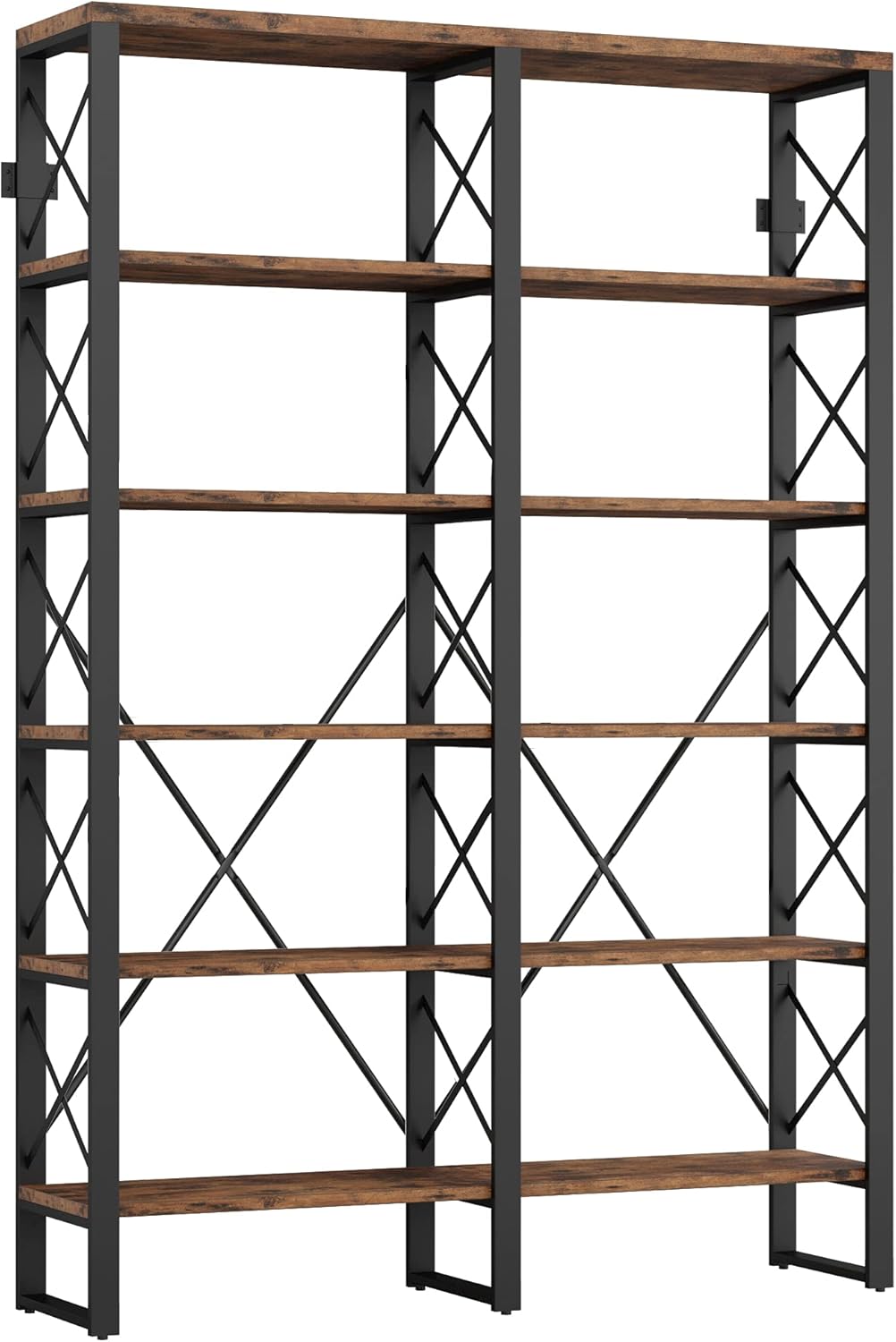Double Wide 6-Tier Wood and Metal Bookshelf K80589