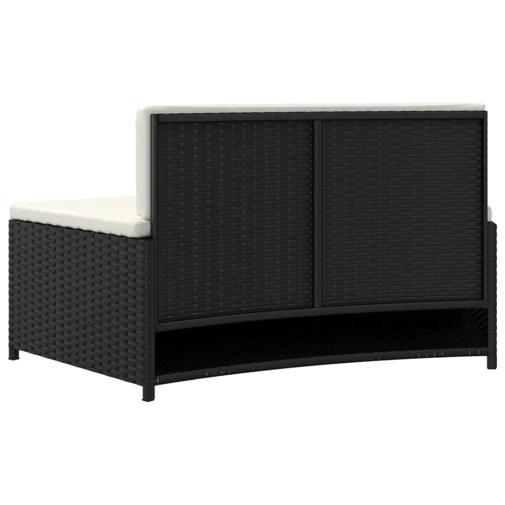 Black Poly Rattan Spa Benches with Cushions 2 pcs Z604281