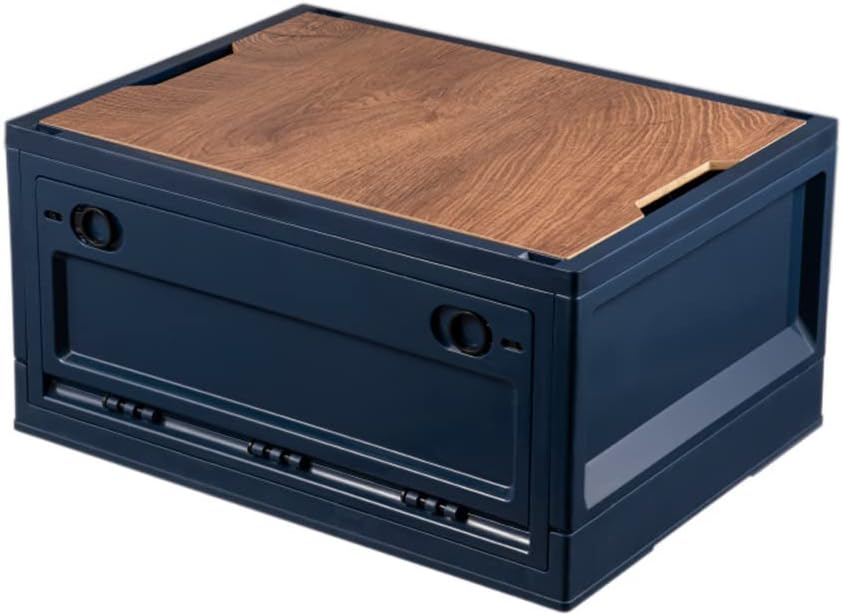 45L Foldable Storage Bin with Wooden Lid C552015