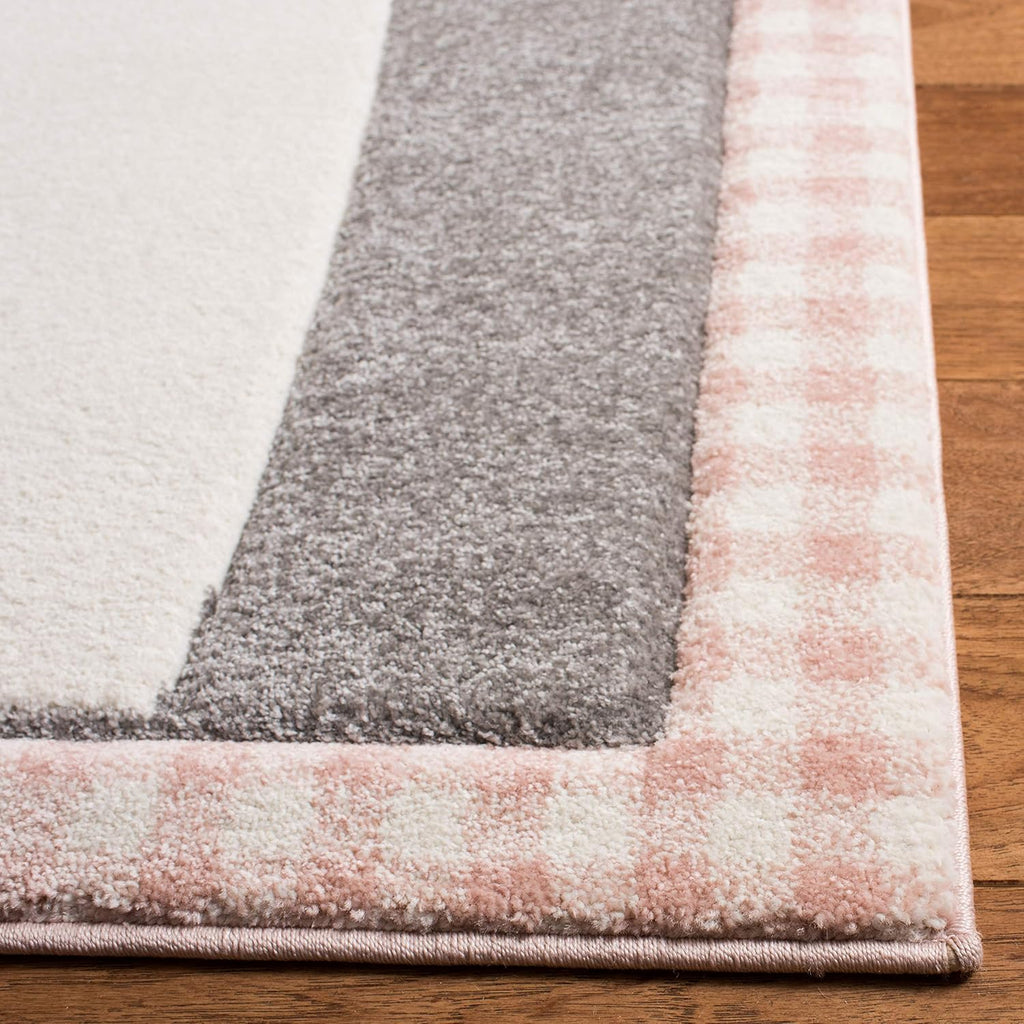 2'3" x 12' Pink & Grey Cat Design Runner Rug T43194