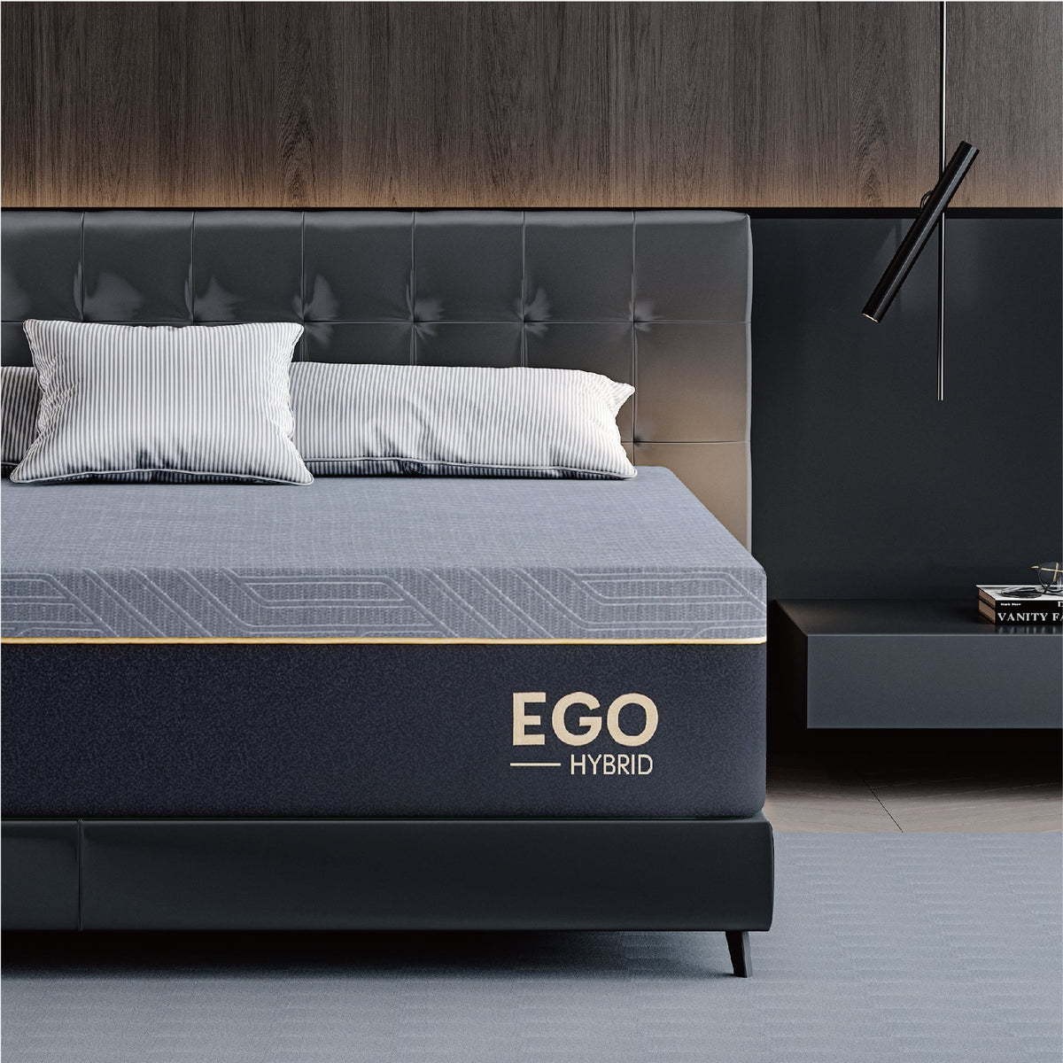 Black 12 inch Full Size Memory Foam Hybrid Mattress P4054