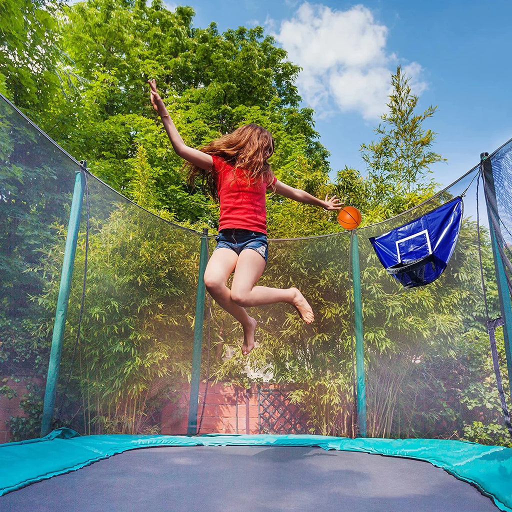 Universal Trampoline Basketball Hoop Set with Pump and Mini Basketballs A145300
