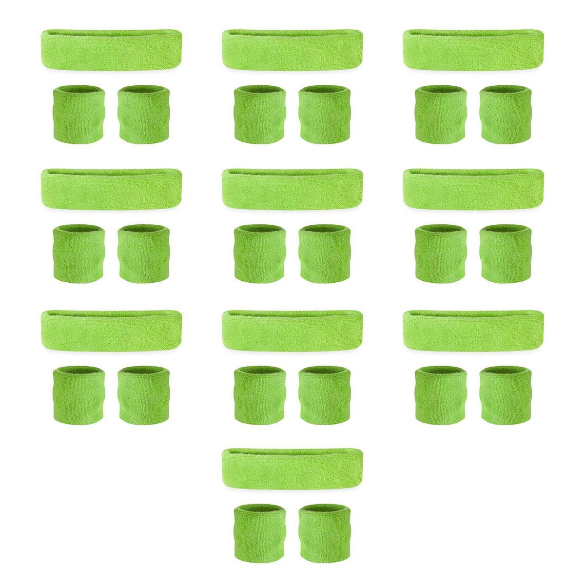 Neon Green Headband / Wristband Sets (10 Pack) Q54415