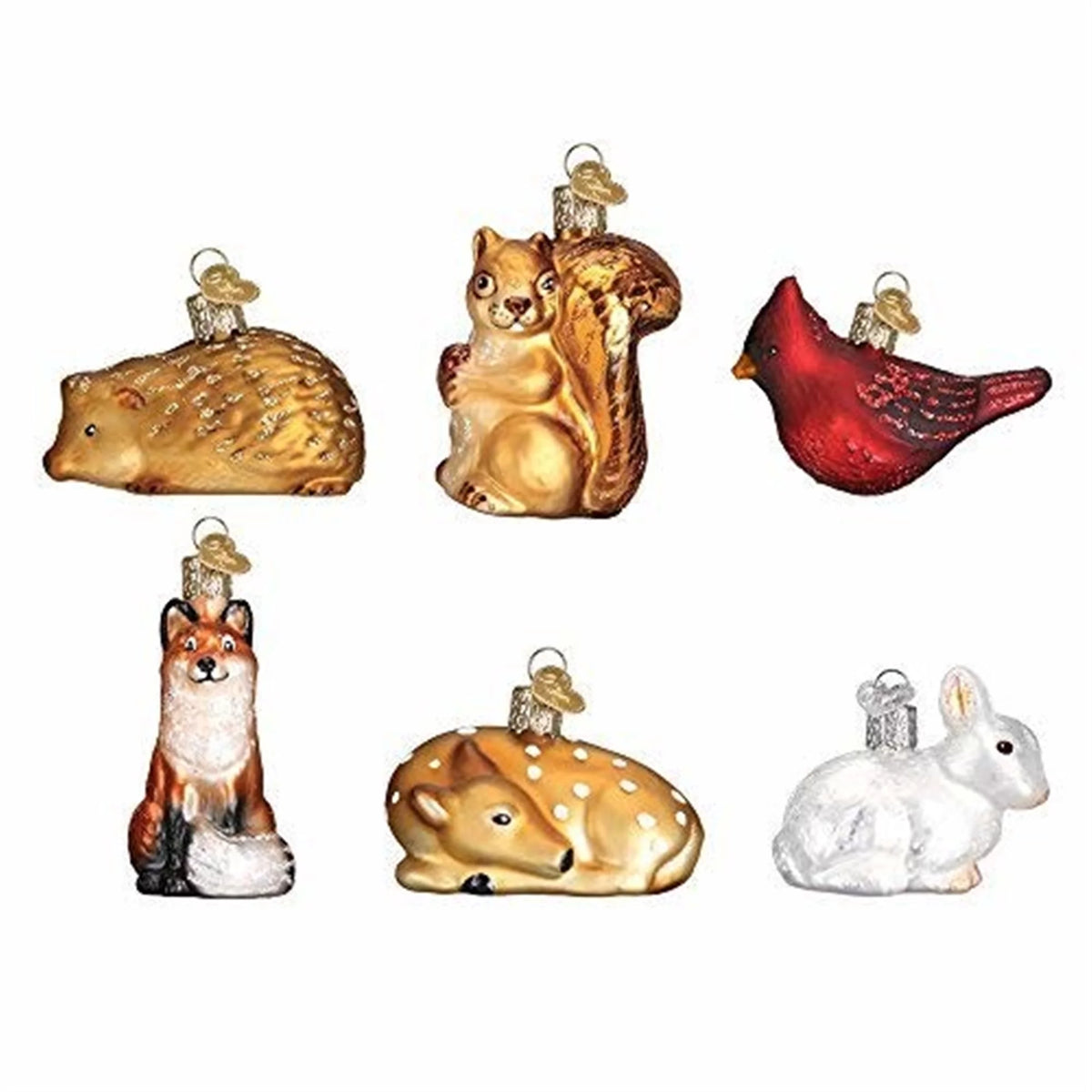 Mini Woodland Animal Set Glass Blown Ornament F91370