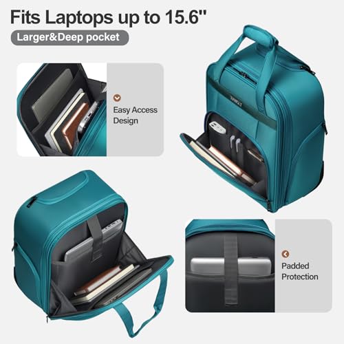 Teal Green 16-Inch Underseat Carry on Luggage With Wheels G7712