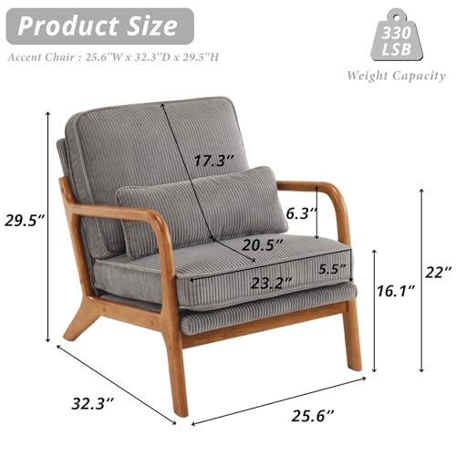 Corduroy Upholstered Accent Chair with Pillow Q4222