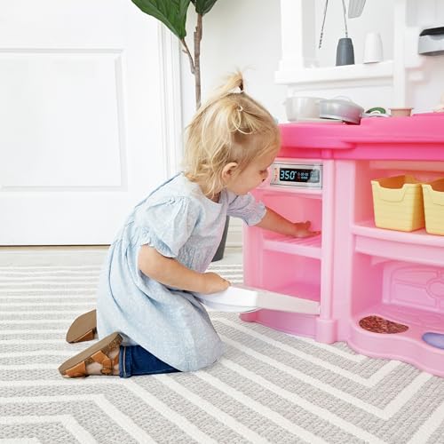 Kids Kitchen Playset with Lights and Sounds, 25 Piece Toy Accessories, Toddlers 2+ Years Old, Tan O276