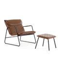 Dark Brown Accent Chair and Ottoman Set Q742