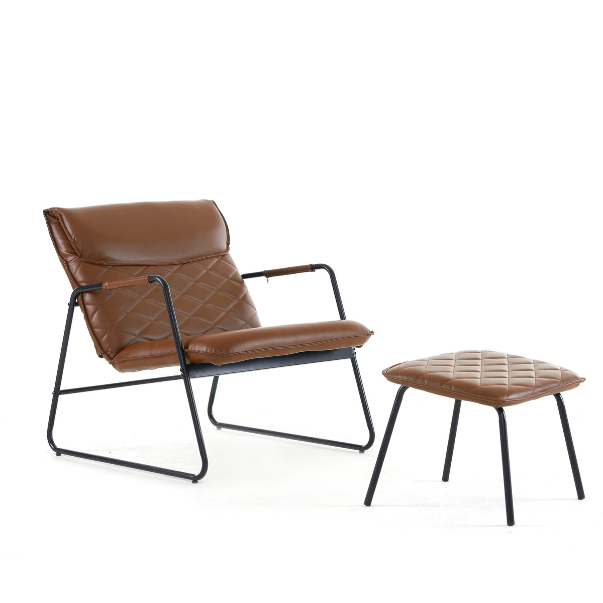 Dark Brown Accent Chair and Ottoman Set Q742