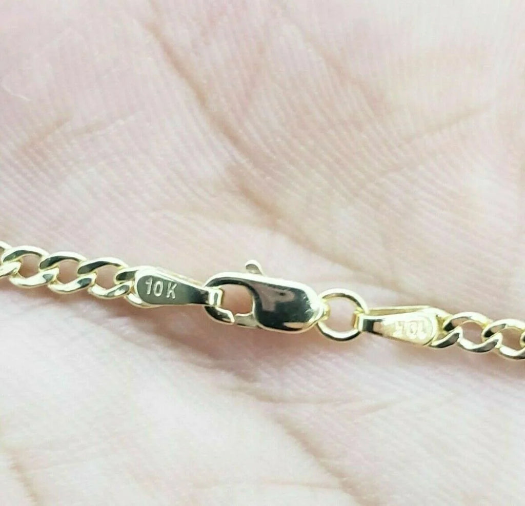 10K Solid Yellow Gold Cuban Link Curb Chain Necklace 2mm 16" 18" 20" 22" 24" 26" K5238