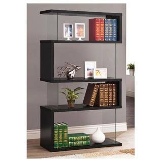 4 Shelves Black Wood Bookcase V66015