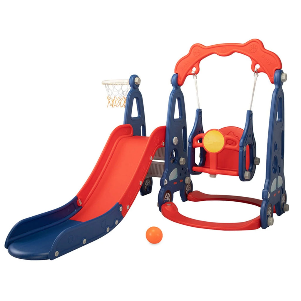 3 in 1 Kids Slide and Swing Set with Basketball Hoops T6429