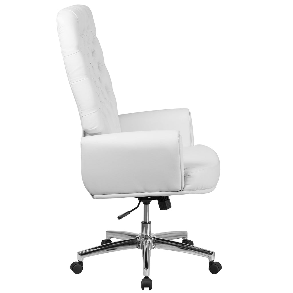 Black Tufted Bonded Leather Executive Swivel Chair with Arms O432466