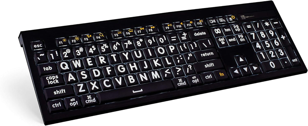 White on Black Backlit American English Keyboard G198