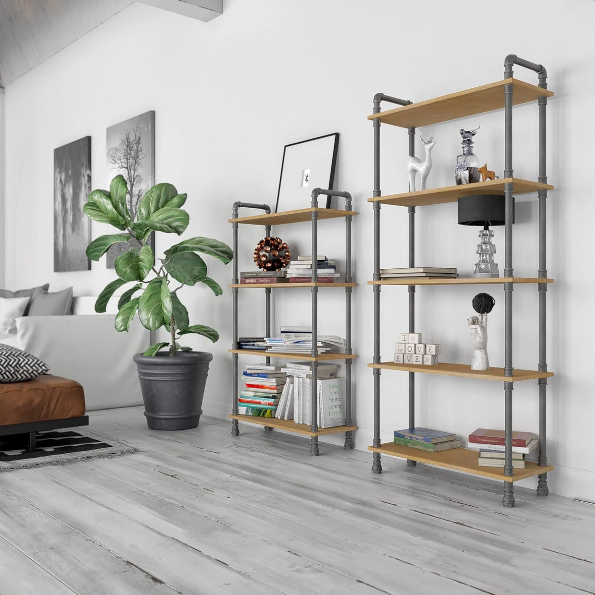 5-Tier Solid Pine Open Wood Bookcase S538577