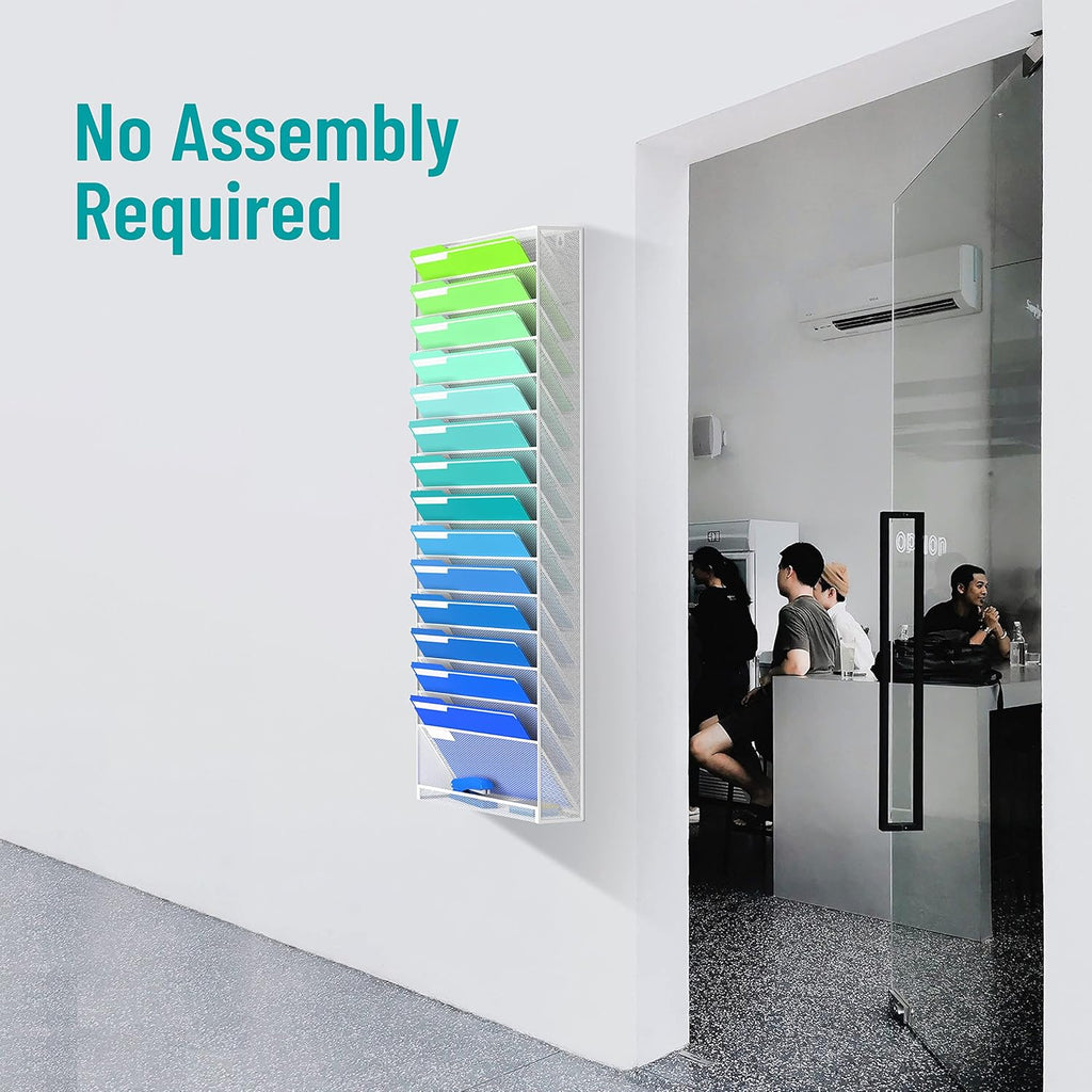 16-Tier White Mesh Wall File Organizer G6434