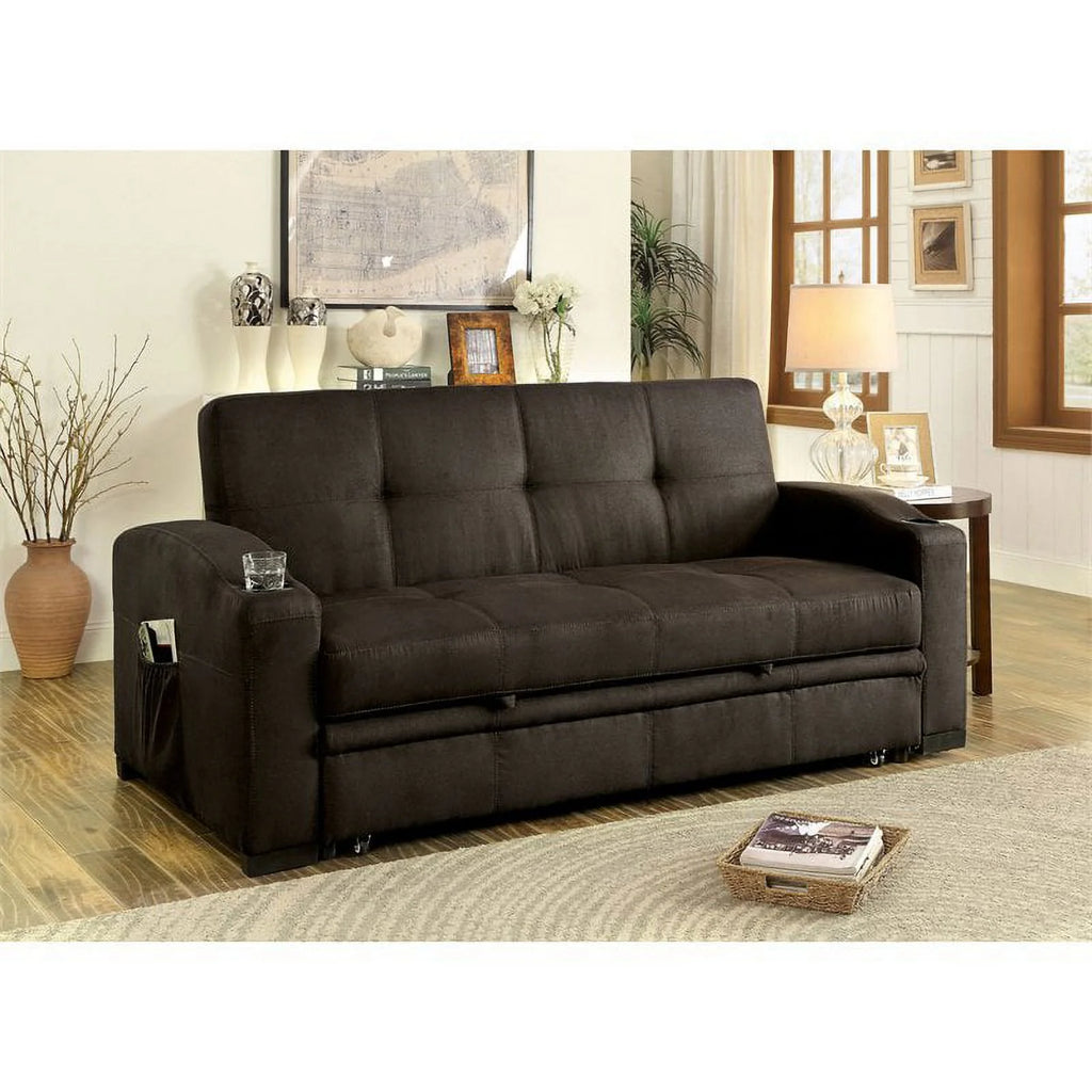 Brown Fabric Convertible Sofa W428065